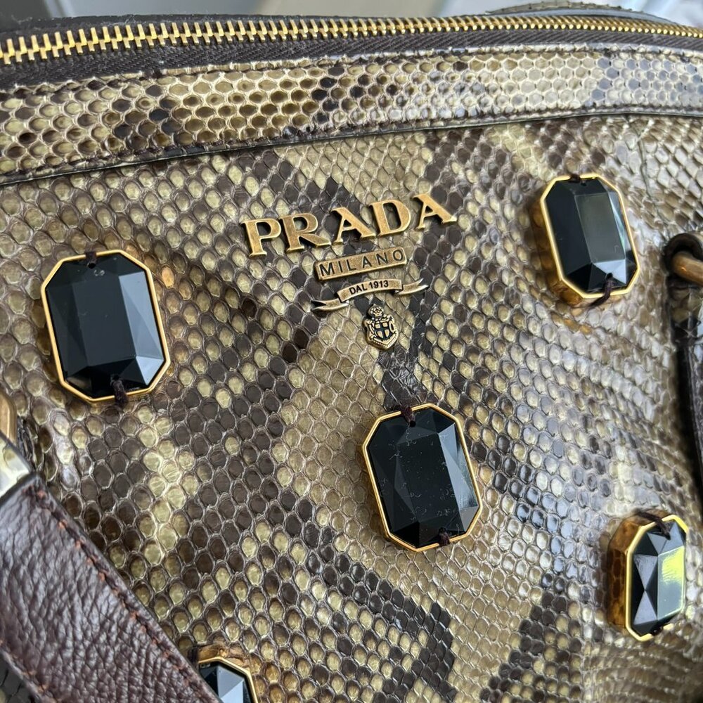 Prada Python Swarovski Shoulder Bag BL0579 Pitone Pietre - Picture 3 of 12